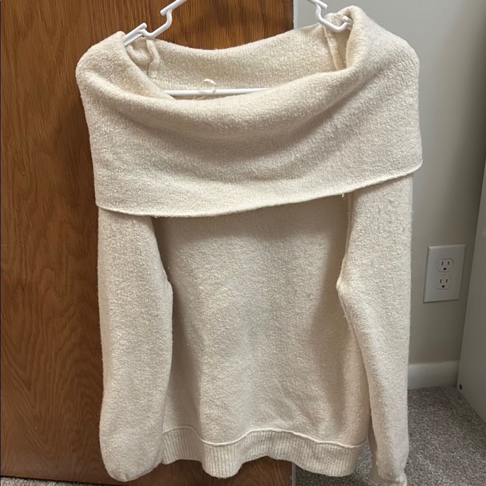 Elegant Cream Off-Shoulder Sweater